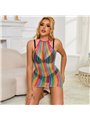 Subblime - 952341 Rainbow Fishnet Bodystocking One Size