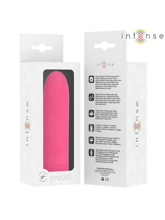 Intense - Symone Usb Rechargeable Vibrating Bullet 8 Vibrations Pink 10 X 2.2 Cm
