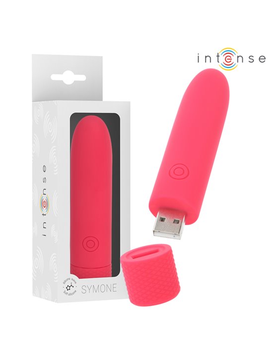 Intense Symone - Vibratore Bullet Usb 8 Vibrazioni Rosso 10 x 2,2 Cm