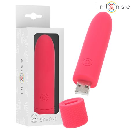 Intense Symone - Vibratore Bullet Usb 8 Vibrazioni Rosso 10 x 2,2 Cm