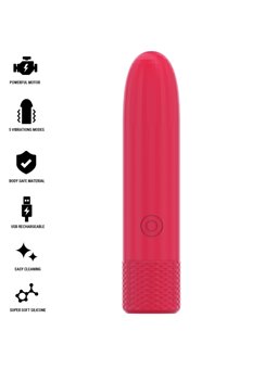 Intense Symone - Vibratore Bullet Usb 8 Vibrazioni Rosso 10 x 2,2 Cm