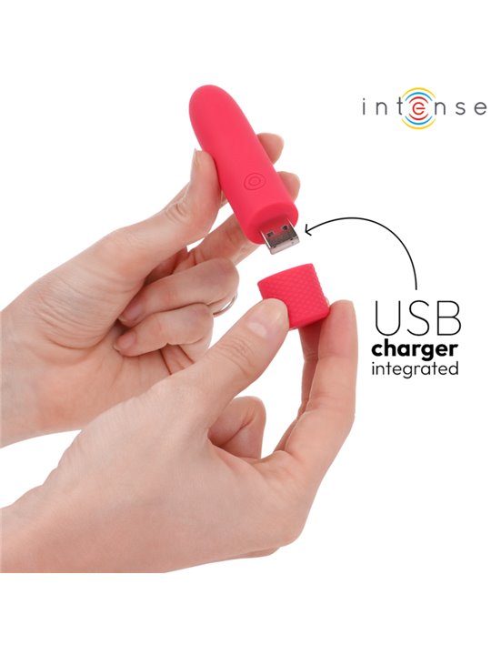 Intense Symone - Vibratore Bullet Usb 8 Vibrazioni Rosso 10 x 2,2 Cm
