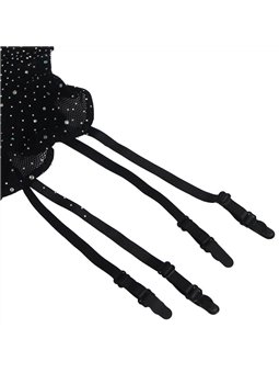 Subblime - 952174 Fishnet Bodystocking With Gloves And Diamonds Black One Size