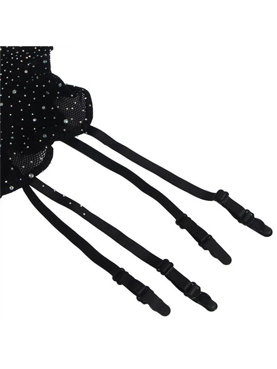 Subblime 952174 - Bodystocking con Strass e Guanti Nero Taglia Unica