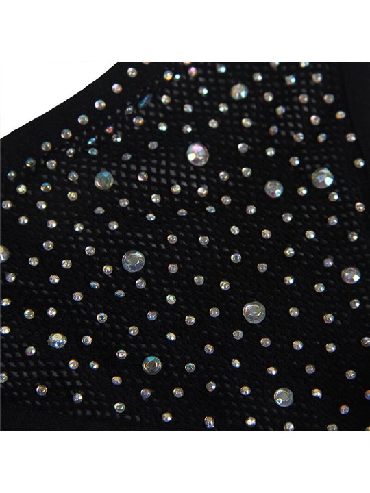 Subblime - 952174 Fishnet Bodystocking With Gloves And Diamonds Black One Size
