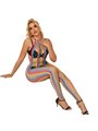 Subblime - 952358 Rainbow Halter Neck Fishnet Bodystocking One Size