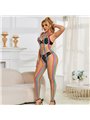 Subblime - 952358 Rainbow Halter Neck Fishnet Bodystocking One Size