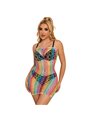 Subblime - 952365 Rainbow Bare Shoulder Fishnet Bodystocking One Size