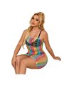 Subblime - 952365 Rainbow Bare Shoulder Fishnet Bodystocking One Size
