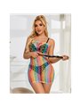 Subblime - 952365 Rainbow Bare Shoulder Fishnet Bodystocking One Size