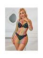 Subblime - 952426 Rainbow Long Sleeve Fishnet Bodystocking One Size