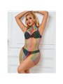 Subblime - 952433 Rainbow High Neck Sleeveless Fishnet Bodystocking One Size
