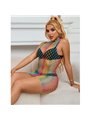Subblime - 952433 Rainbow High Neck Sleeveless Fishnet Bodystocking One Size