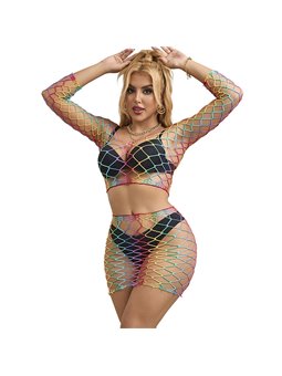 Subblime 952440 - Bodystocking a Rete Arcobaleno Taglia Unica