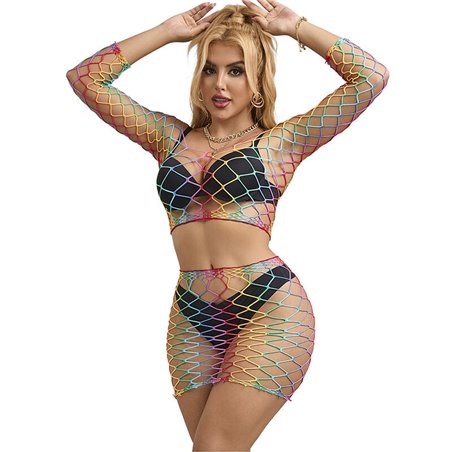 Subblime 952440 - Bodystocking a Rete Arcobaleno Taglia Unica