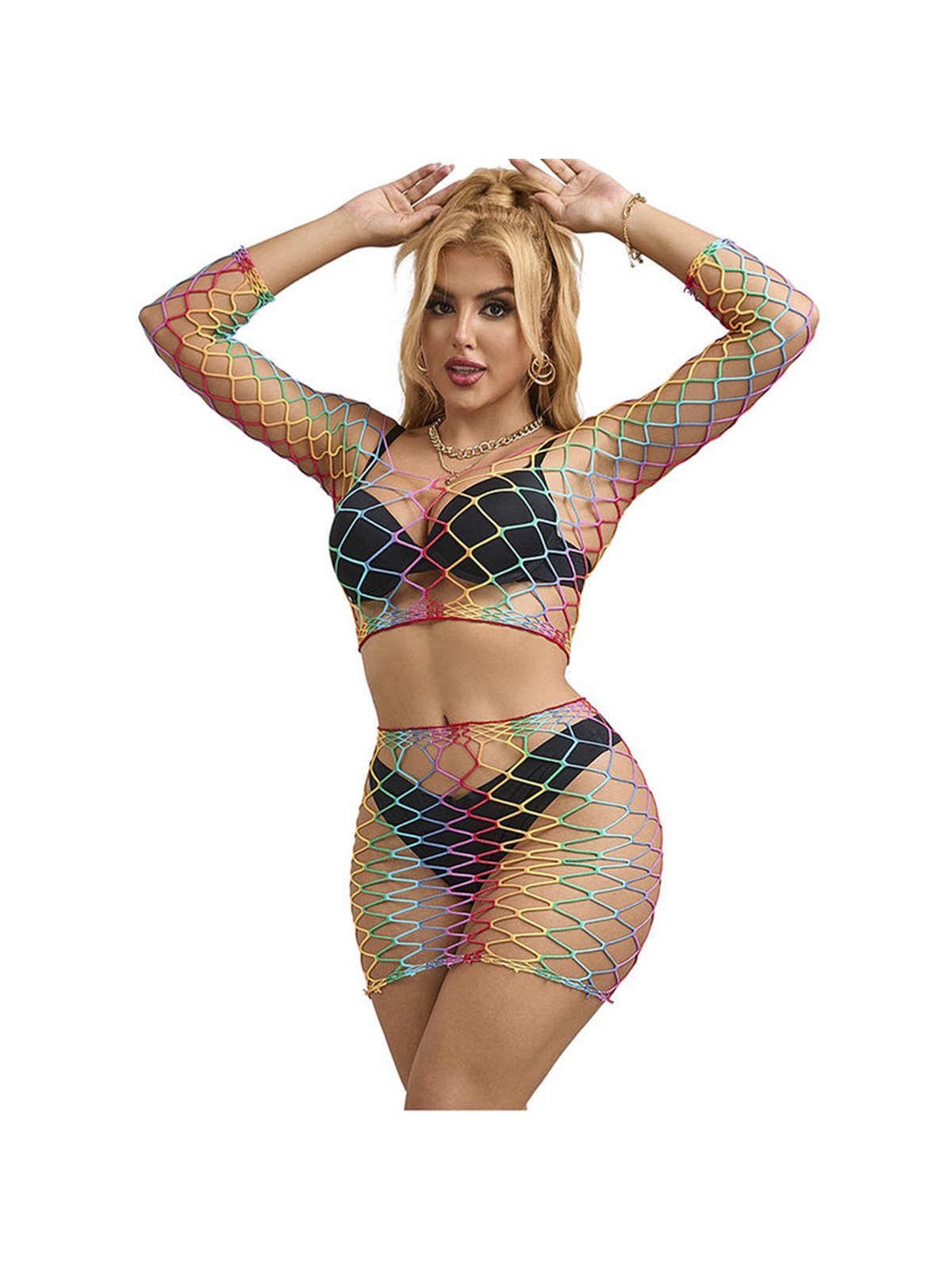 Subblime 952440 - Bodystocking a Rete Arcobaleno Taglia Unica