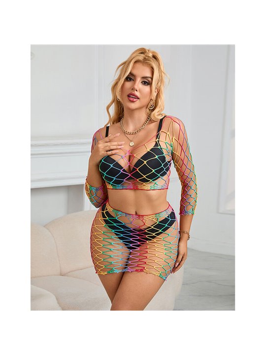 Subblime 952440 - Bodystocking a Rete Arcobaleno Taglia Unica