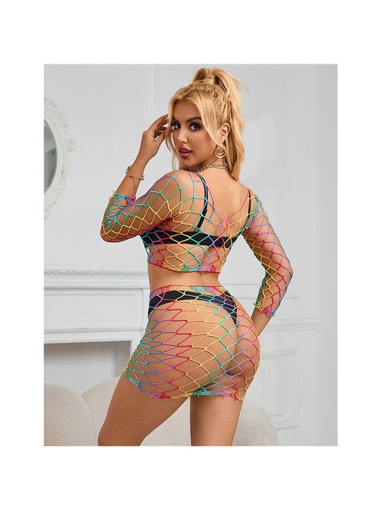 Subblime 952440 - Bodystocking a Rete Arcobaleno Taglia Unica