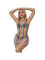Subblime - 952457 Rainbow Off Shoulder Sleeveless Fishnet Bodystocking One Size