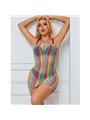 Subblime - 952457 Rainbow Off Shoulder Sleeveless Fishnet Bodystocking One Size