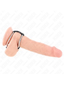 Kink - Doppio Anello Fallico in Metallo 3,8-5 Cm con Cinturino