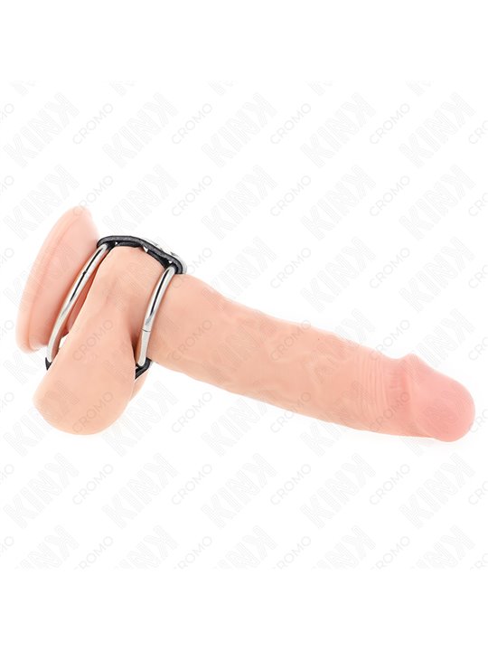 Kink - Doppio Anello Fallico in Metallo 3,8-5 Cm con Cinturino