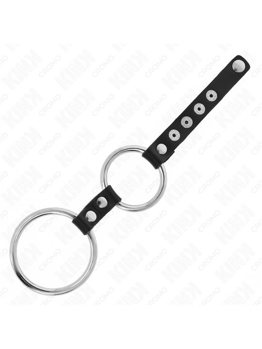 Kink - Doppio Anello Fallico in Metallo 3,8-5 Cm con Cinturino