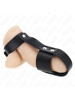 Kink - Leather Penis Cage Ring With Adjustable Ball Divider
