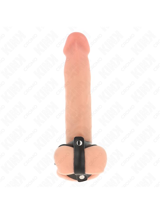 Kink - Anello Fallico in Pelle Vegana con Divisore per Testicoli