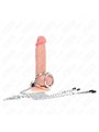 Kink - Triple Chrome Metal Penis Ring 3 Cm To 4.5 Cm With 26 Cm Metal Chain And Nipple Clips