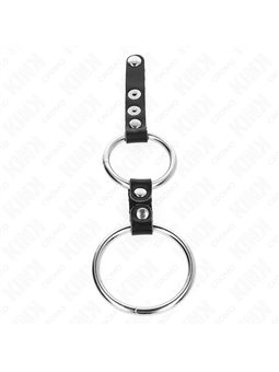 Kink - Double Penis Ring 3.8 Cm To 5 Cm Connected By Leather