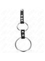 Kink - Cinturino in Pelle Vegana con 2 Anelli Fallici in Metallo 3,8-5 Cm
