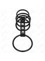 Kink - Cinturino in Pelle Vegana con 5 Anelli Fallici in Silicone 3,8-4,8 Cm