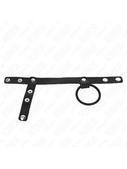 Kink - Silicone Penis Ring 3.8 Cm With Ball Divider And Leather Strap 22 X 1.5 Cm