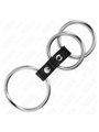 Kink - Triple Metal Penis Ring 3.7 Cm To 5 Cm Connected With Leather