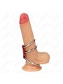 Kink - Triple Metal Penis Ring 3.7 Cm To 5 Cm Connected With Red Leather
