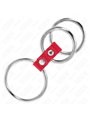 Kink - Cinturino in Pelle Rossa con 3 Anelli Fallici in Metallo 3,7-5 Cm