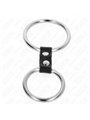 Kink - Cinturino in Pelle Vegana con 2 Anelli Fallici in Metallo 3,7-5 Cm