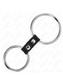 Kink - Double Metal Penis Ring 3.7 Cm To 5 Cm Connected By Leather Strap Model 2