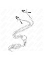 Kink - Triple Chrome Metal Penis Ring 3 Cm To 4.5 Cm With 26 Cm Metal Chain And Nipple Clips