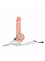 Kink - Triplo Anello Fallico 3,8-5 Cm con Catena 26 Cm e Morsetti per Capezzoli Mod. 2