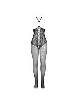 Subblime - 951849 Open Cup Fishnet Bodystocking And Halter Neck Black One Size
