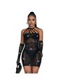 Subblime 952235 - Abito a Rete con Strass e Guanti Neri Taglia Unica