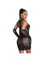 Subblime 952235 - Abito a Rete con Strass e Guanti Neri Taglia Unica