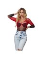 Subblime 952259 - Body Elastico a Rete Sfumata Rosso e Nero Taglia Unica