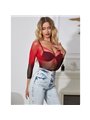 Subblime 952259 - Body Elastico a Rete Sfumata Rosso e Nero Taglia Unica