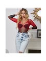 Subblime - 952259 Red And Black Gradient Long Sleeve Elastic Fishnet Bodystocking One Size