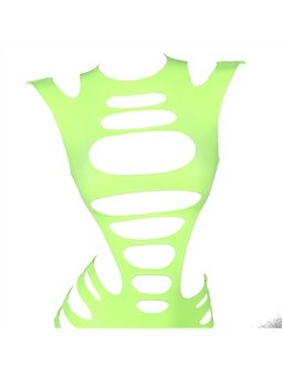 Subblime - 952280 Green Long Sleeve Elastic Fishnet Bodystocking One Size