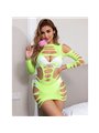 Subblime - 952280 Green Long Sleeve Elastic Fishnet Bodystocking One Size