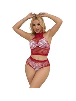 Subblime 952402 - Body a Rete 2 Pezzi con Strass Taglia Unica Rosso